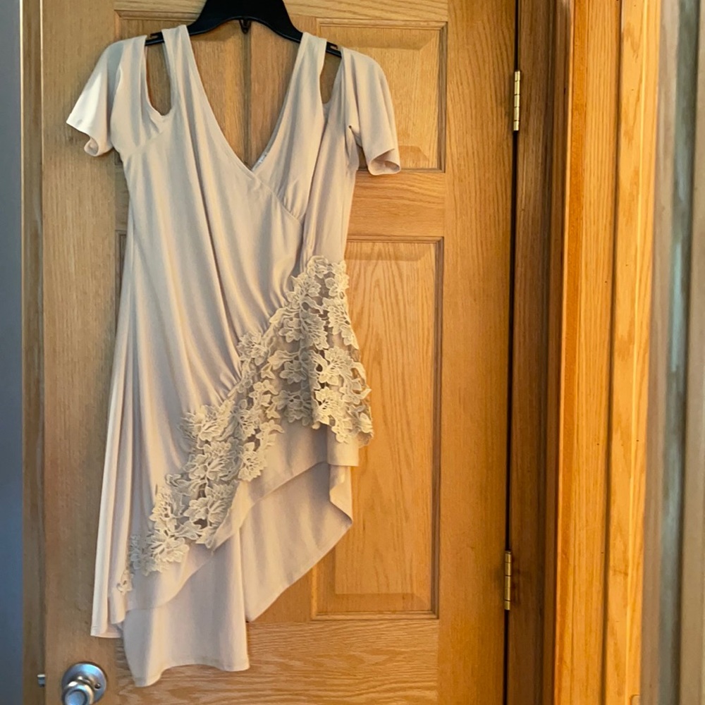 Venus cold shoulder asymmetric top.